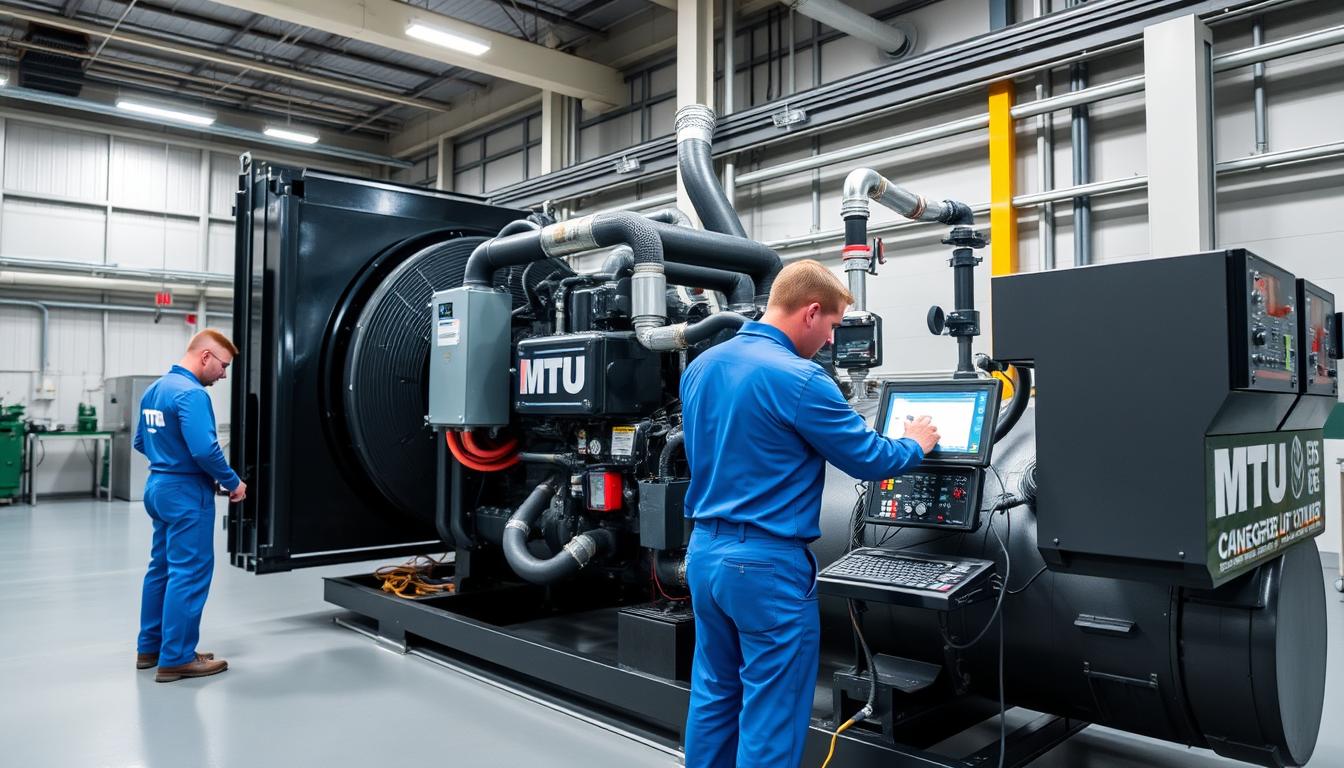 Kỹ thuật viên HTP-Genset đang sửa chữa máy phát điện MTU